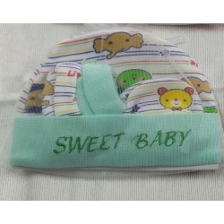 New Born Baby Cap & Shocks & gloves Set - Green