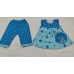 Gulfi Kids Baby Cotton Girl Frock with Pant -Blue