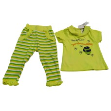  Chennis Girls Green & Yellow Printed T Shirt With Pant